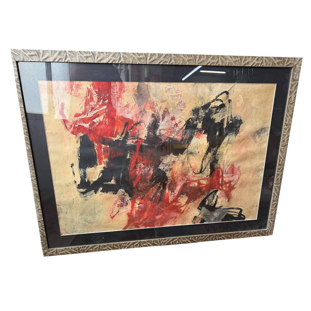 Quadro Astratto Turco - Olio su Carta - Anni '70