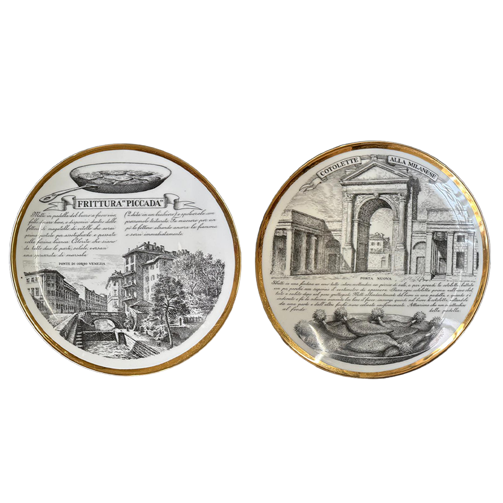 Fornasetti - Set 2 Piatti Ricette Milano - Anni '70
