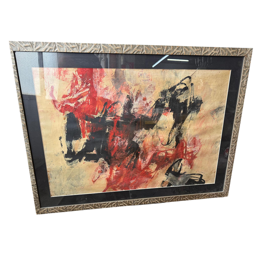 Quadro Astratto Turco - Olio su Carta - Anni '70
